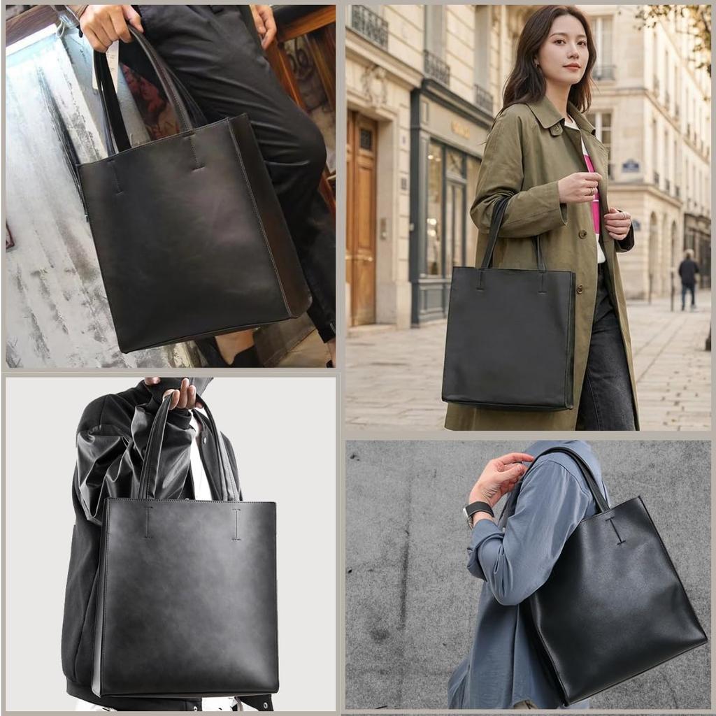 Borsa a Tote Verticale Adatta per l'Uso Quotidiano e d'Affari in Pelle PU e Borsa a Spalla per Laptop Nera [STYLIVA], Materiale di Alta Qualità, Smart,