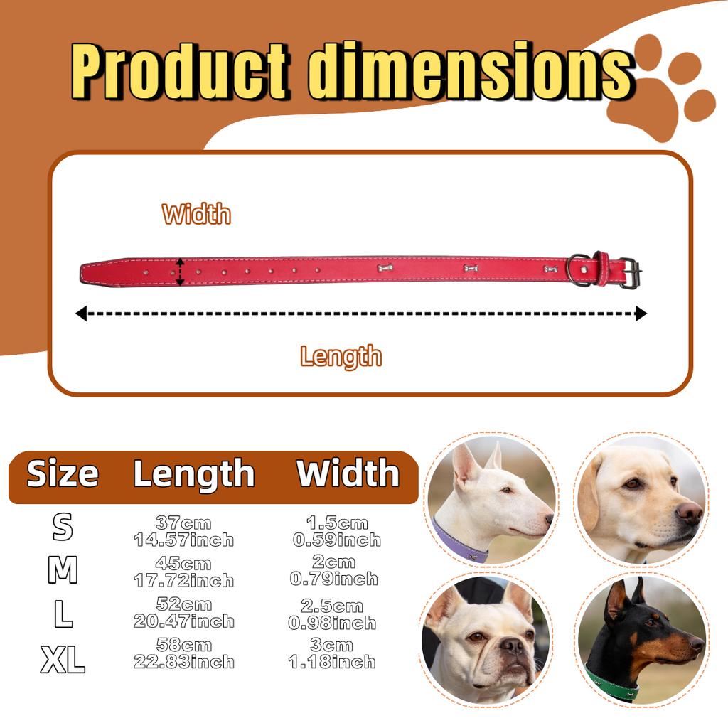 Soft PU Leather Dog Collar  Comfortable Adjustable Pet Neck Collar For Small and Medium Dogs Multi Colors LIU