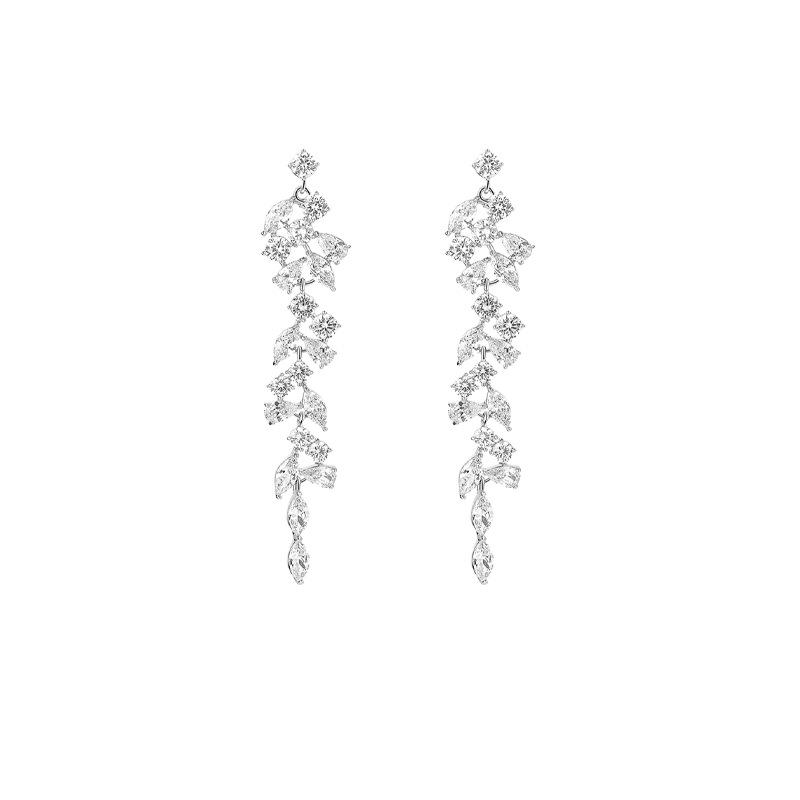 Full of Zirconium Mosquito Coil Disc Ear Clips Without Ear Holes, Women's Fringed Long Earrings, Light Luxury, High-end Explosive Earrings Earrings