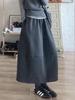 Korean Woolen Deep Gray Women's Skirt - 2025 Autumn/Winter Lazy Hip-Covering Style