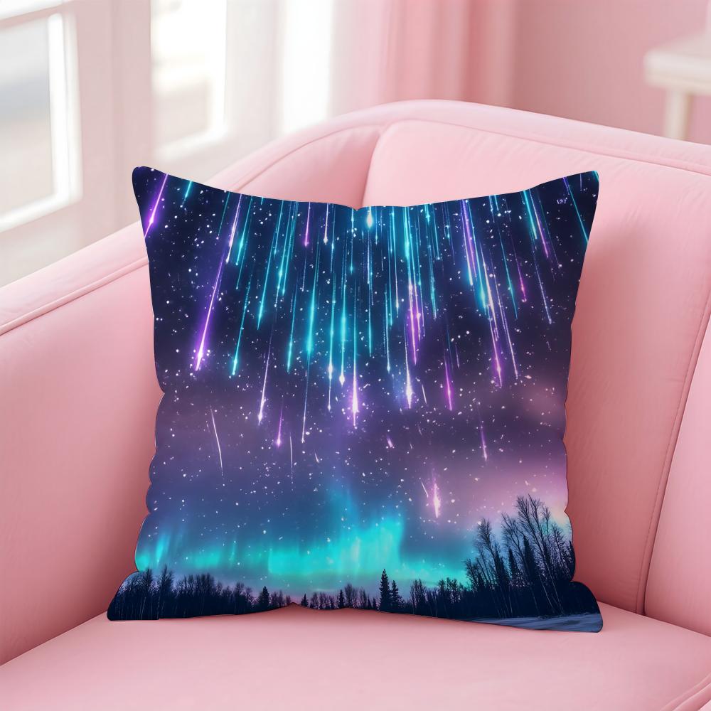PPretty dream Galaxy starry sky Cushion Cover Pillow Case Soft Friendly Fabric  Concealed Zipper