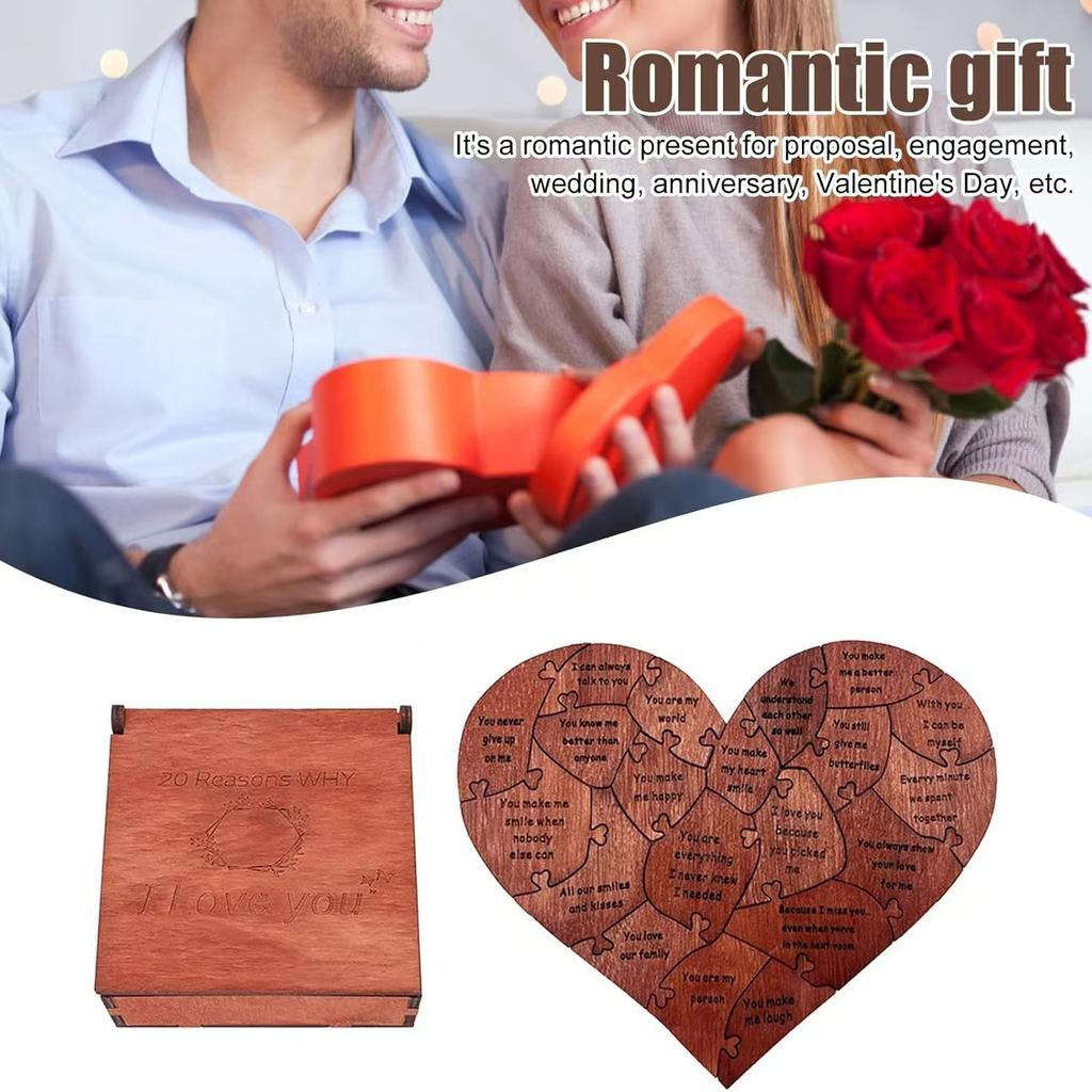 20 Reasons Why I Love You Puzzle Engraved Love Gift Home Decor Sentimental Gifts Personalized Mother's Day Valentine Day Gift