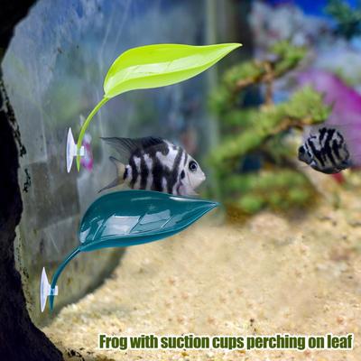 3pcs Geckos Frog Habitat Leaf Suction Cup Reptile Basking Area Resting Terrace Suction Cups Tank Decor Simulated Leaves Scenery