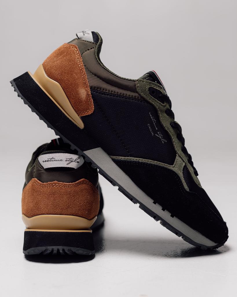 Men's Sneakers Restime 24030 41 Black Khaki Textile Suede