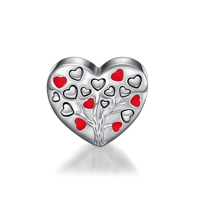 100 %925 Sterling Silver Pink Family Tree Flower Dangle Beads Fit Original Fashion Charms Bracelets Diy Women Jewelry