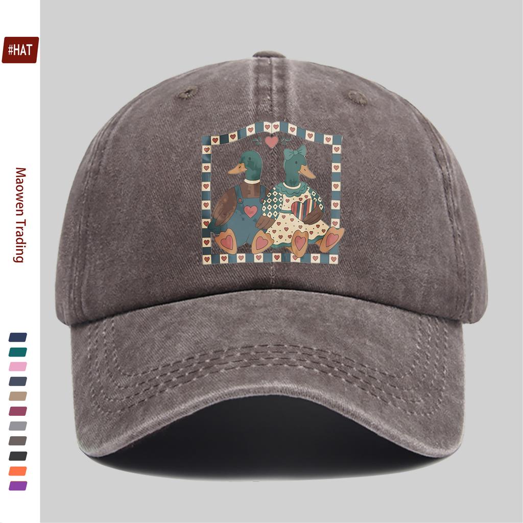 pc Fashion Cartoon Duck Print Baseball Cap Casual Fashion Printed Trucker Sun Hat Comfortable and Lightweight Papa Hat Mom a