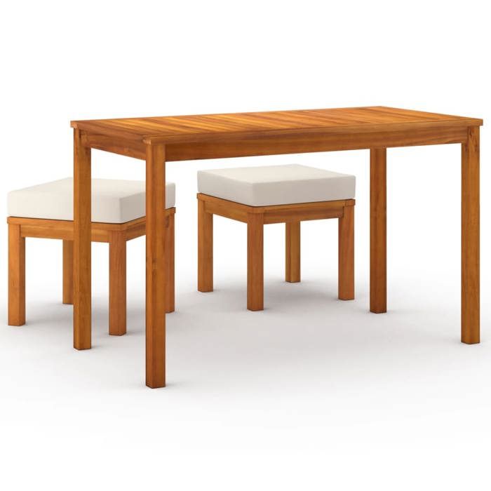 VidaXL 3-piece Garden Dining Set and Cushions Solid Acacia, Outdoor Dining Set, Garden Furniture, Furniture 319721