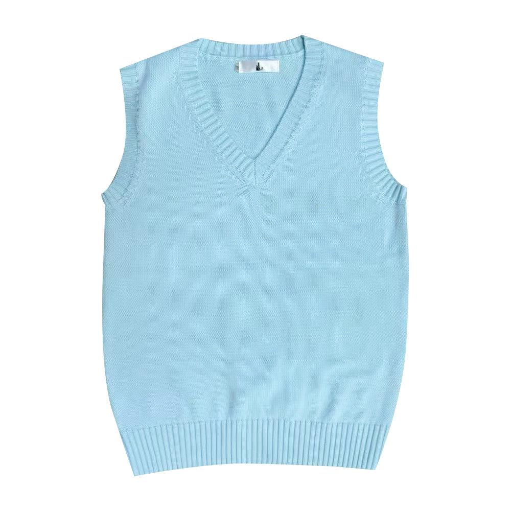 Japanese College Style V-Neck Sweater Vest - Solid Color Knit for Spring & Autumn
