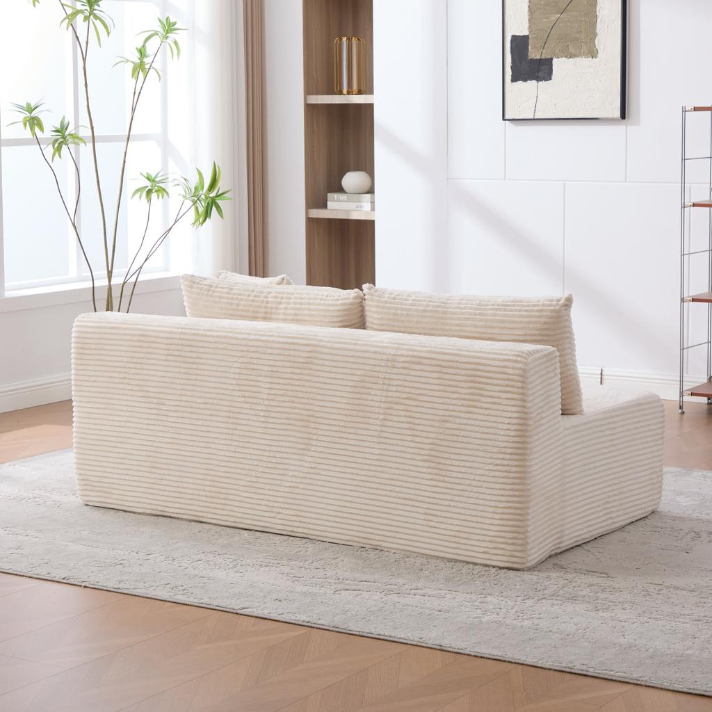 Modular Compression Sofa Made of Chenille Fabric, Filled with 30D High-elasticity Foam. Easy To Move with Non-slip Base, Ideal for Living room.Ivory