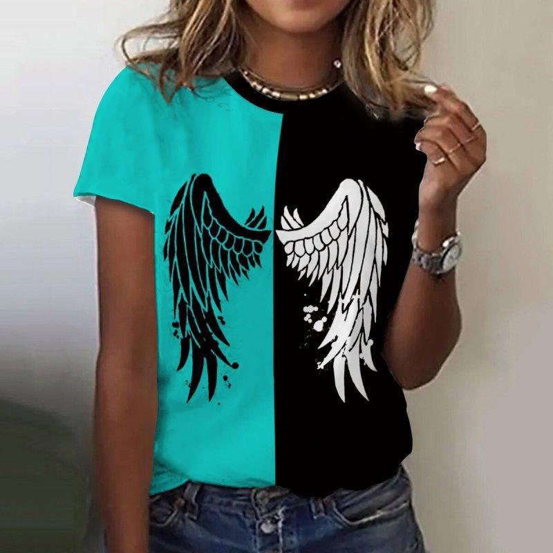 Fashion Wings 3D Print T-Shirts Women Summer O-Neck Short Sleeve T Shirt Harajuku Tops Y2k Casual Oversized Tees Female Clothing