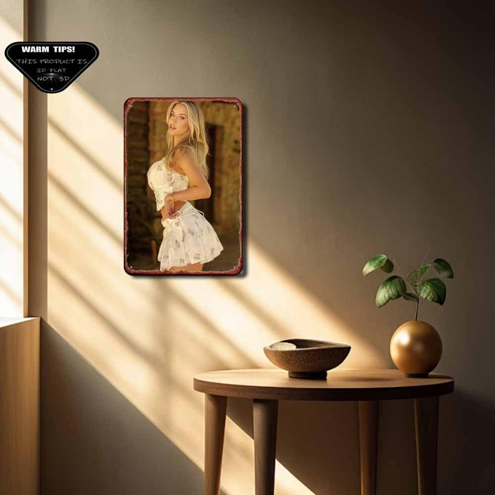 Vintage White Floral Dress Metal Tin Sign - Retro Wall Decor for Bedroom Bar Garage Garden Outdoor Home Art