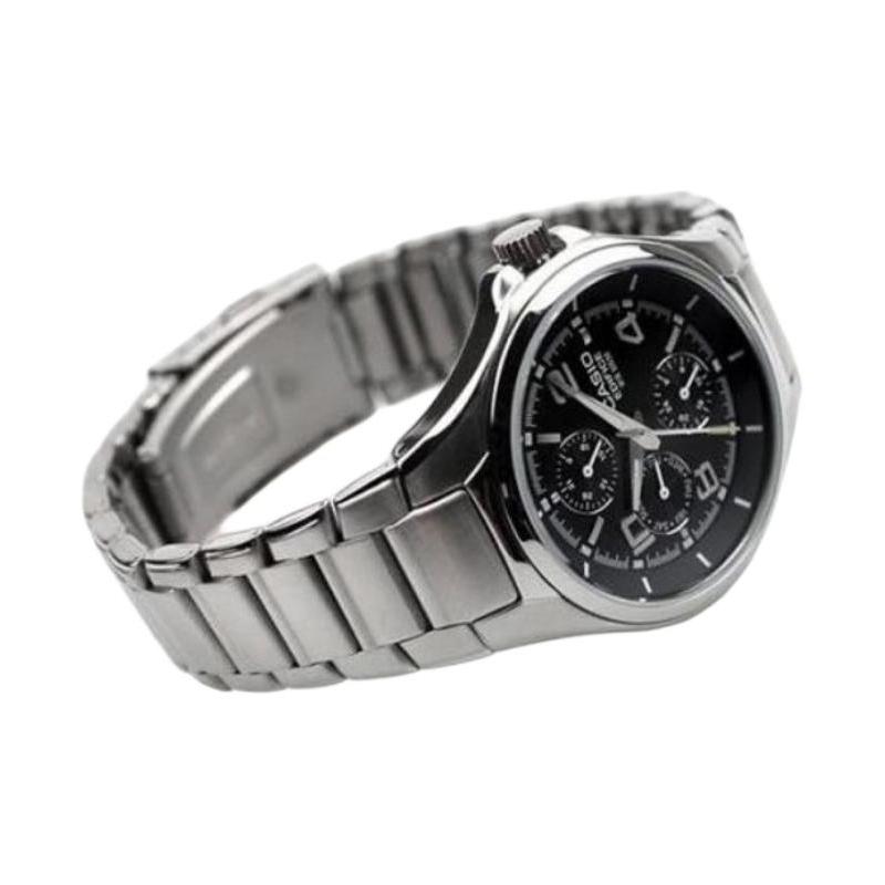 Casio EDIFICE Stahlarmband Zeiger Quarzwerk Edelstahlarmband Japanische und Koreanische Uhr Herrenuhr Schwarzes Zifferblatt EF-316D-1AVEF