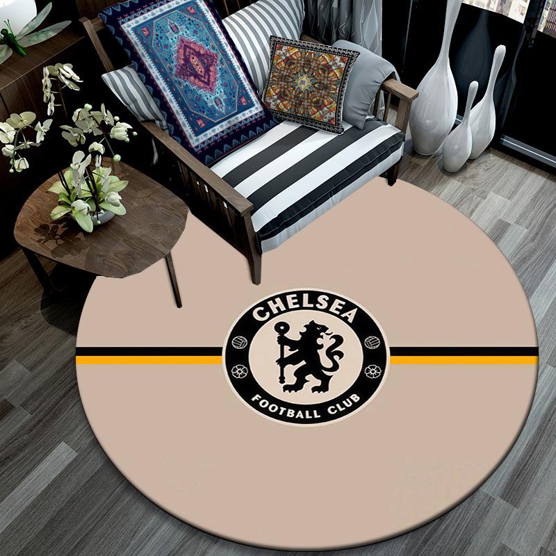 Chelsea Football Club Round Area Rug,Carpet Rug for Living Room Bedroom Sofa Playroom Decor,Non-slip Floor Mat