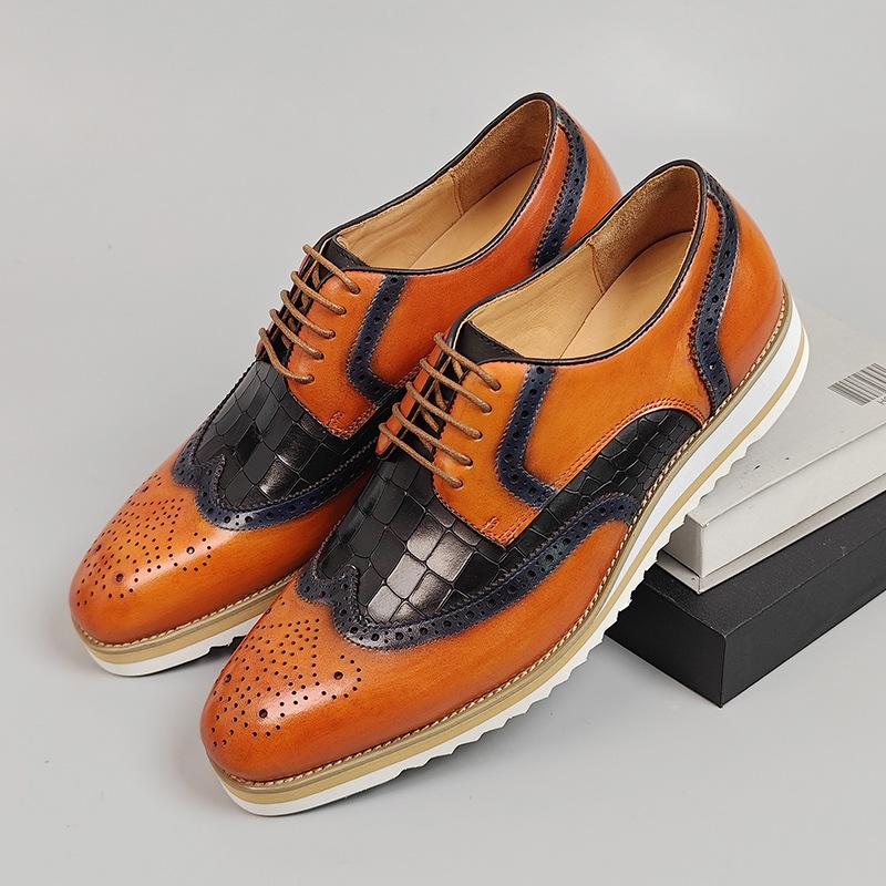 Genuine Brogue Leather Men Shoes High Grade Fashion Formal Office Oxford Male Footwear Pure Handmade Social Party Dress Man Shoe