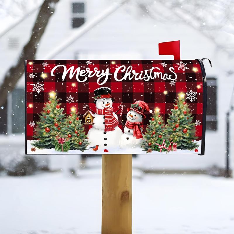 Christmas Mailbox Cover Winter Wonderland Snowman Mailbox Wrap Christmas Decorations for Home 2026 Navidad Gifts New Year 2026