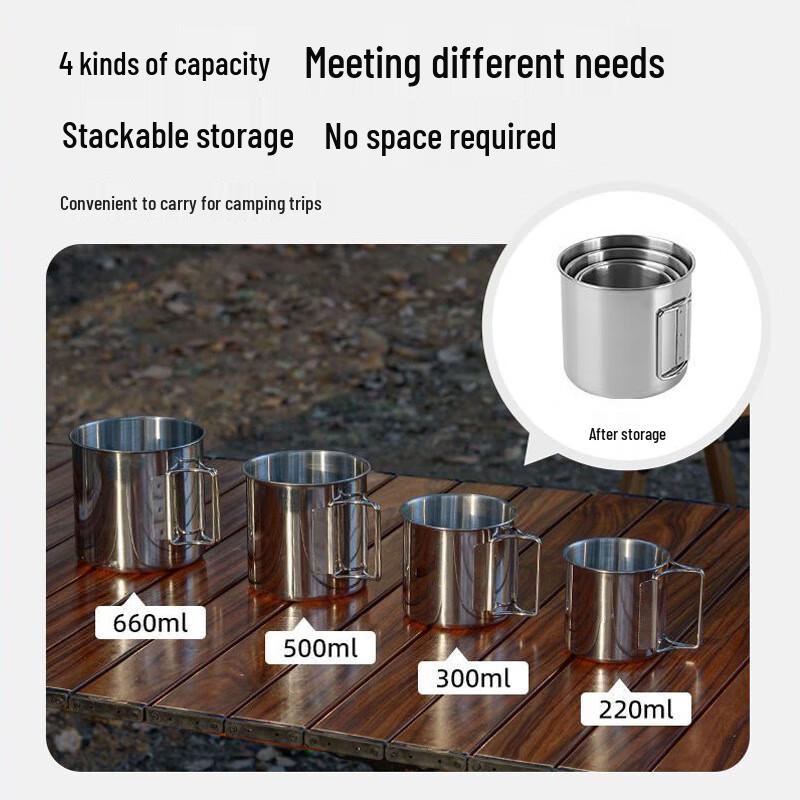 Portable Stainless Steel Camping Mug Set