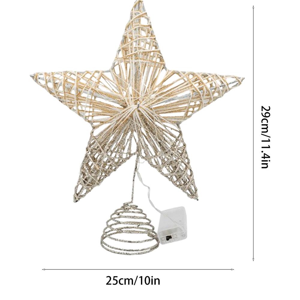 Lighted Star Tree Topper 25cm Christmas Treetop Star Gradient Christmas Treetop Star Hollow Iron Star Tree Keepsake With LED