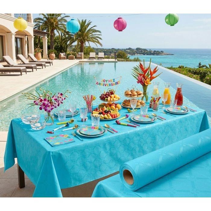 Nappe en papier damassé - EDEN - Vitamina - Terracotta - 1,18 x 5 m - Rouleau