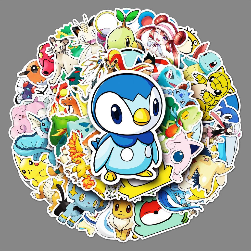 50 Cartoon Pokemon Graffiti Stickers for Laptop, Suitcase, or Car