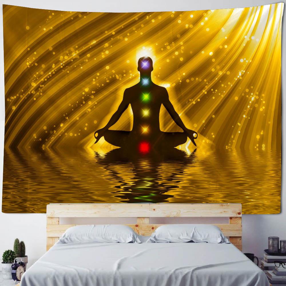 Psychedelic Scene Tapestry Meditation Buddha Chakra Wall Hanging Boho Hippie Witchcraft TAPIZ Sci-Fi Skull Art Room Home Decor