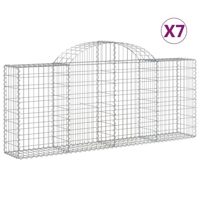 VidaXL Curved Gabion Baskets 7 Pcs 200x30x80/100 Cm Galvanized Iron, Gabion, Gabion Cage, Gabion Wall Basket, Wall 3146094