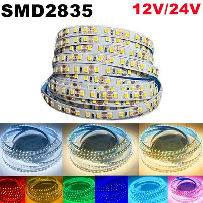 2835 12V 24V LED Streifenlicht Diodenband 5m 10m 120LEDs/m Weiche Lampenleiste 8mm Leiterplatte Weiß/Warmweiß/Blau/Rot/Rosa/Grün/
