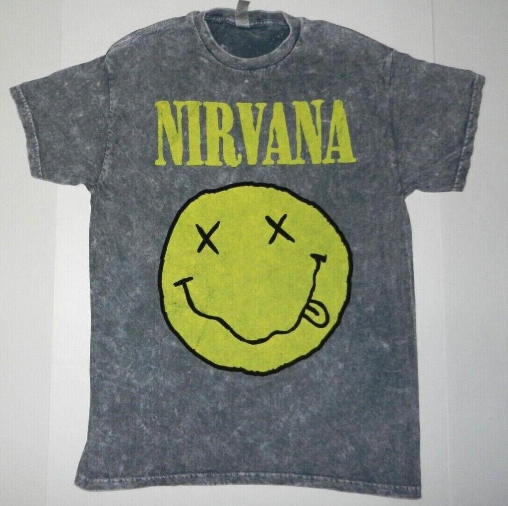 26 Nirvana Smiley Graphic Washed Tee Shirt New Unisex T-Shirt