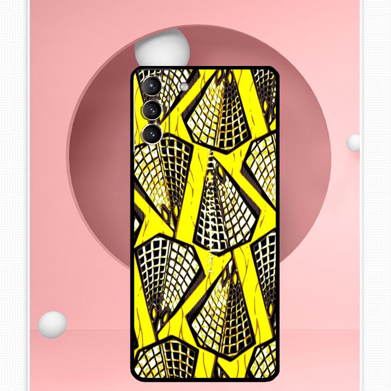 African Wax Pattern Fabric Case For Samsung Galaxy S25 Ultra S20 S21 S22 S23 S24 Plus S9 S10 S24 FE S25 FE Cover Funda
