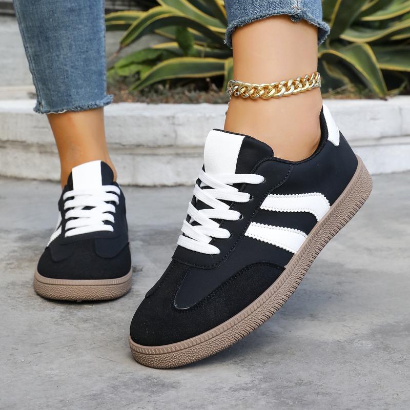 Damen Flache Vielseitige Retro Lässige Board Schuhe, Color-Blocked Trainingsstil.