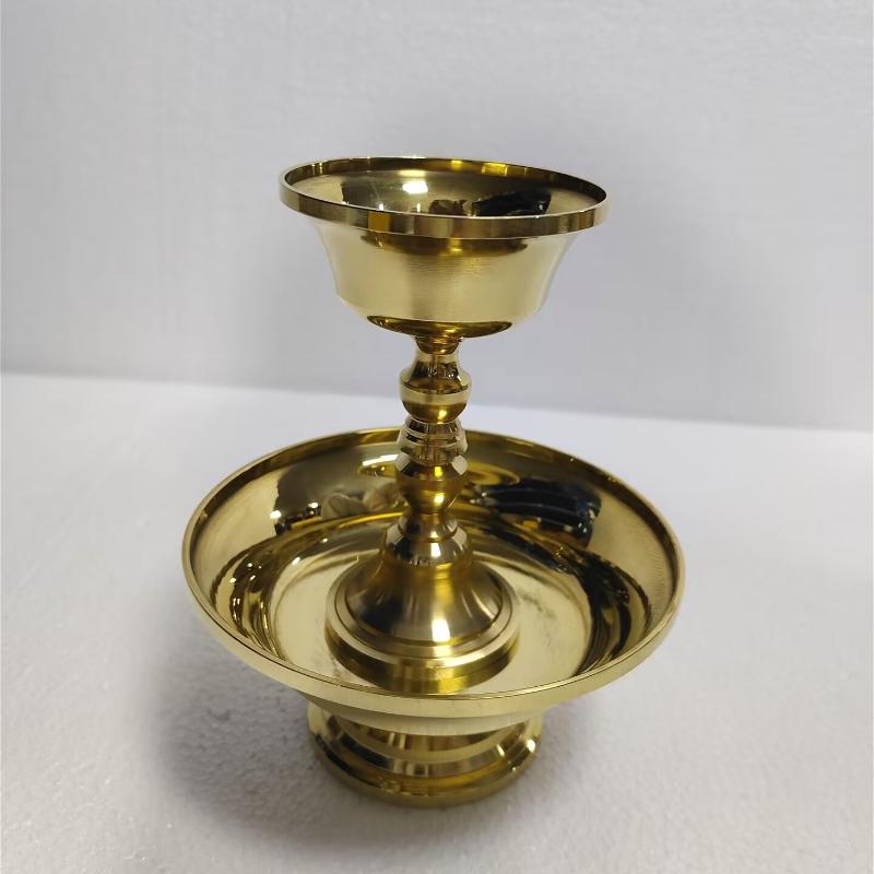 1pc Buddhist Guardian Cup Furnishing Copper Handicraft Polishing Tibetan Tribute Buddhism Holy Water Plate Home Candle Holder
