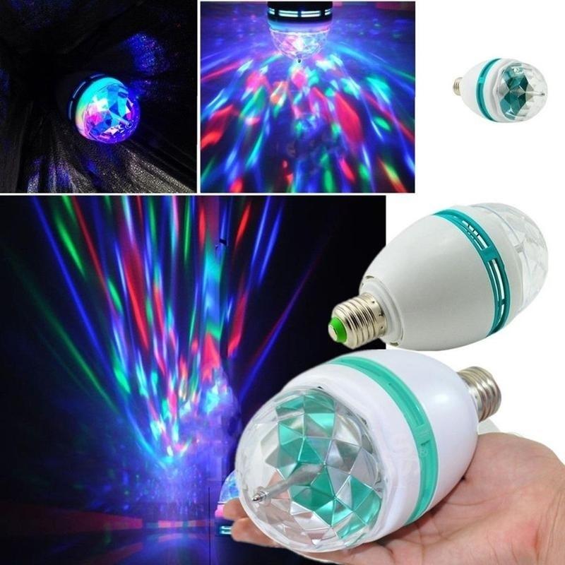3W E27/B22 RGB Crystal Ball Rotating LED Stage Light Bulbs Disco Party Bulb Lamp