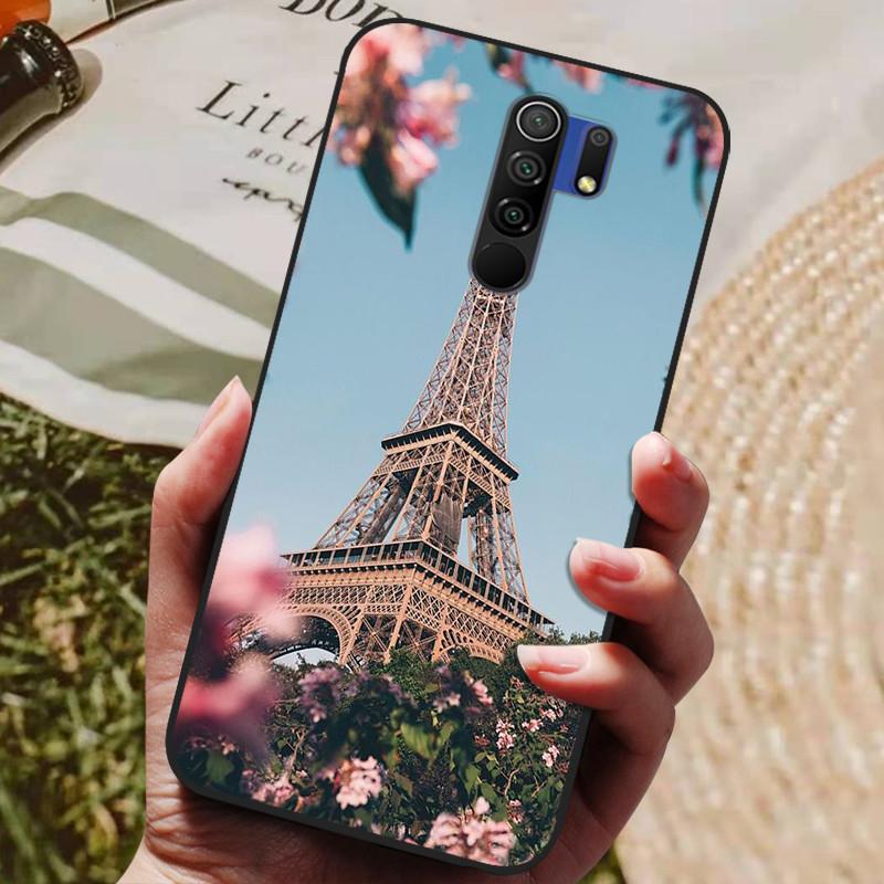 Für Xiaomi Redmi 9 Hülle Katze Blume Wolf Cover Silikonhülle Für Redmi 9 redmi9 Cover Bumper 6.53" Stoßfeste Handy Coque Hülle