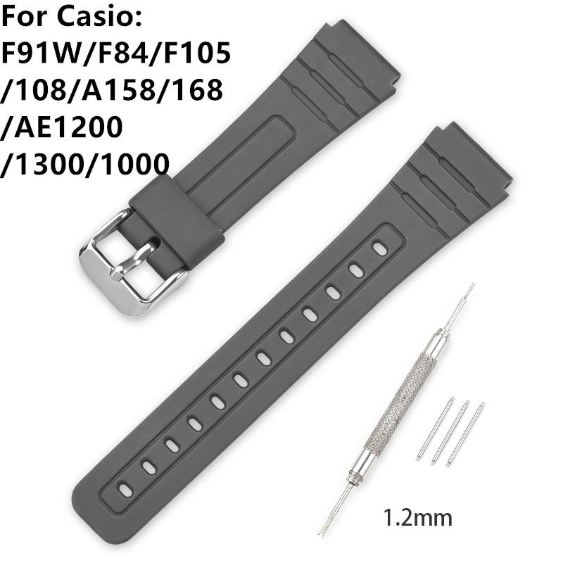 18mm TPU Resin Strap for Casio F-91W F-84 F-105/108 A-158/168 AE-1200/1300 Watch Band Waterproof Sport Bracelet Accessories