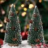 10 PCS Artificial Frosted Sisal Trees Bottle Brush Trees with Wood Base Artificial Frosted Sisal Trees DIY Crafts  for Xmas Home Tabletop Decor