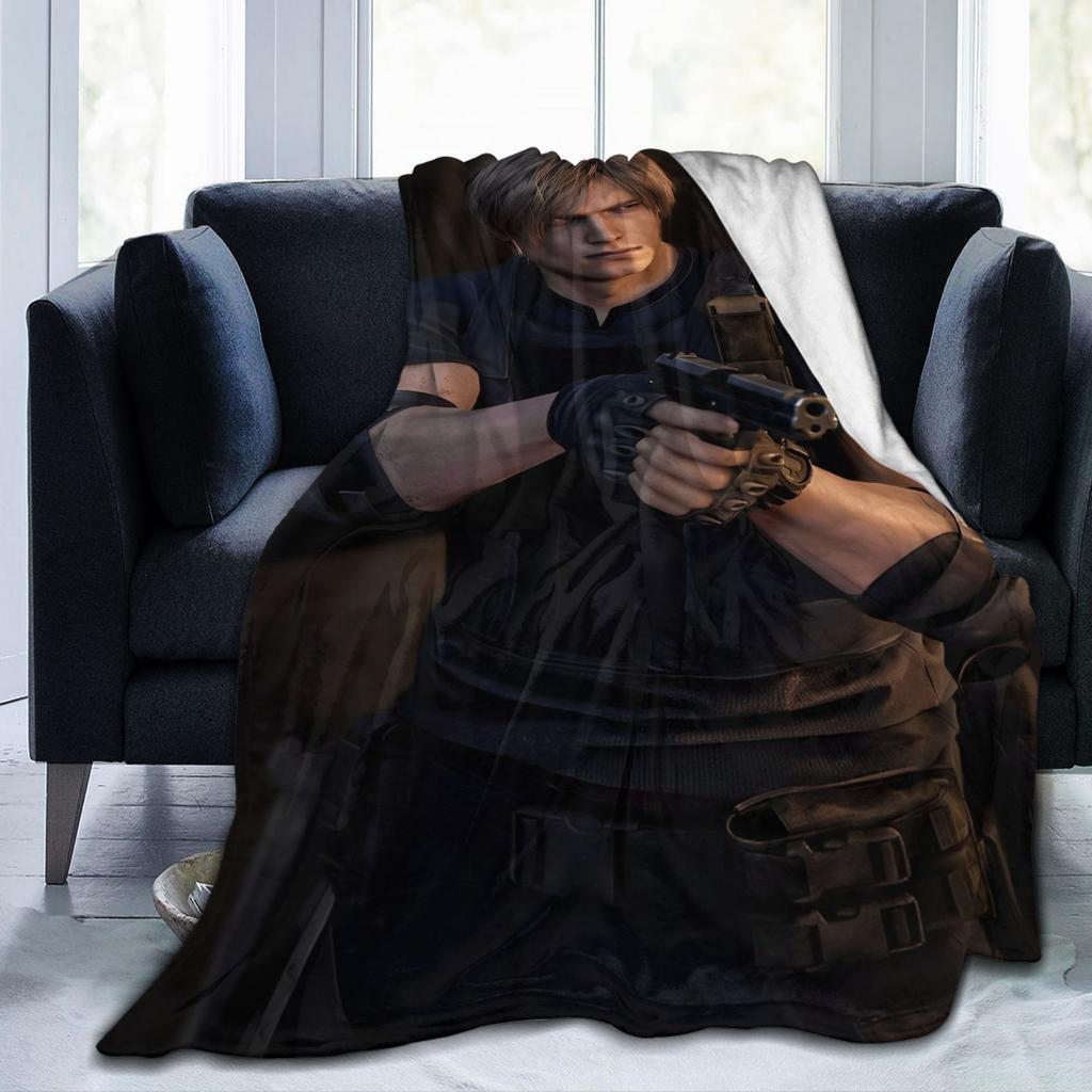 Resident Leon Kennedy Blankets Eviled Horror Game Flannel Awesome Breathable Throw Blanket for Bedding Lounge Autumn/Winter