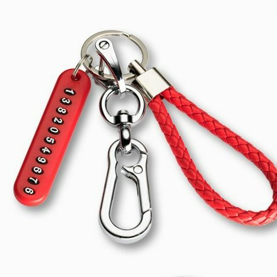Keychain Anti-Lost Braided Rope with Number Plate for Car Keys and Mobile Phone