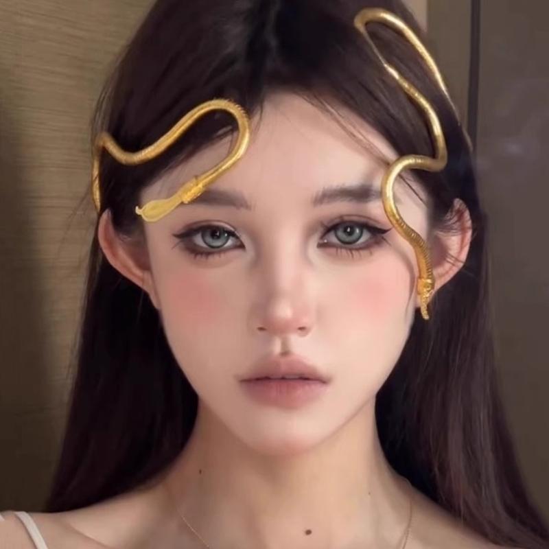 

Регулируемое ожерелье-змейка случайной формы, темный дизайн, хип-хоп браслет, ожерелье с духом змеи, универсальный головной убор золотой