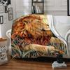 1pc Lion Safari Blanket, Lightweight Flannel Throw Blanket For Sofa, Bed, Travel, Camping, Living Room, Office, Couch, Chair, And Bed
