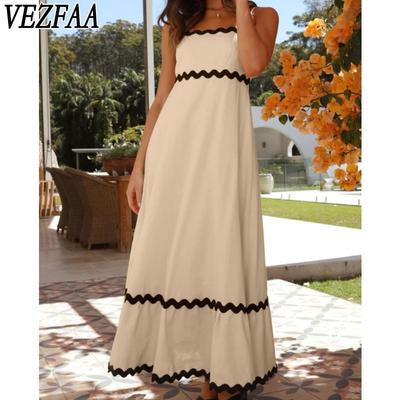 Women's Fashion Summer Spring Lace Print Sleeveless Suspenders High Waist Casual Dresses