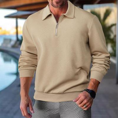 Men's Retro Heavyweight Jacquard Half-Zip Turn-Down Collar Long Sleeve Autumn Sweatshirt