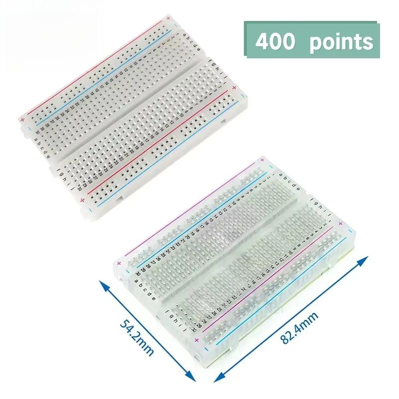 1 STÜCK Leiterplatte Steckbrett 400 Kontaktpunkte Lötfreier Prototyp Leiterplatte Universelles Test-Protoboard Steckbrett Weiß Transparent für Arduino
