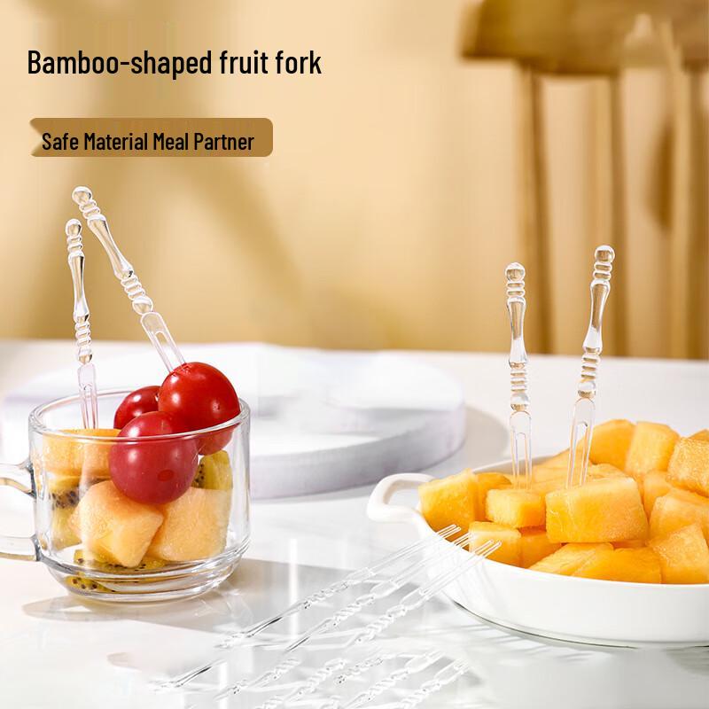 Disposable Bamboo-Joint Plastic Fruit Forks