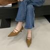 Sheepskin Version~ French Retro Pointed High Heels Women's Fashion Temperament Suede with Skirt Thin Heel Light Mouth Single Shoes
