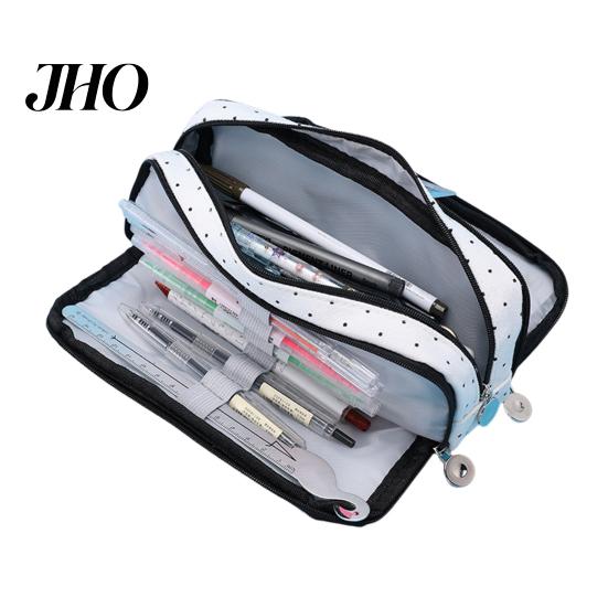 Astuccio per Matite in Tela Grande Custodia per Trucco con Tasche con Cerniera Pochette Scomparti Multipli Organizer Leggero Anelli Elastici Portapenne