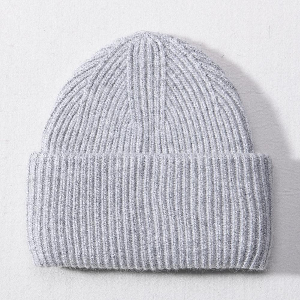Autumn and Winter Versatile Classic Solid Color Angola Warm Wool Hat Knitted Hat