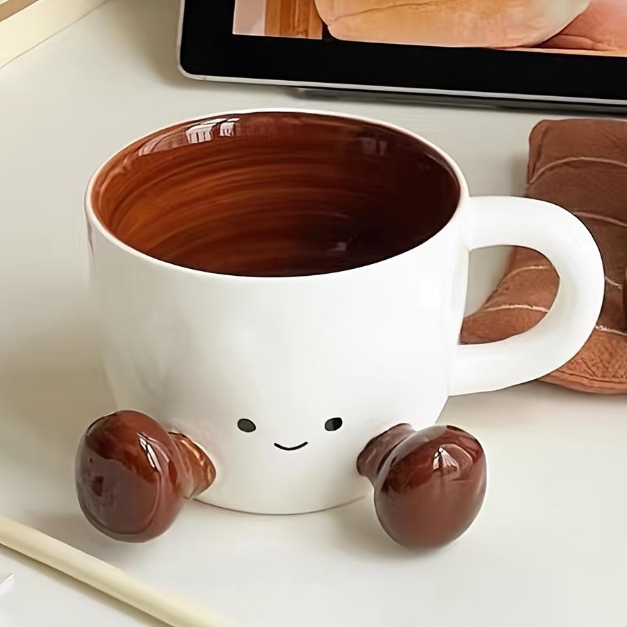 Cute Caramel Little Feet Ceramic Cup, Light Luxury Underglaze Cartoon Coffee Mug, Office Water Cup & Breakfast Cup