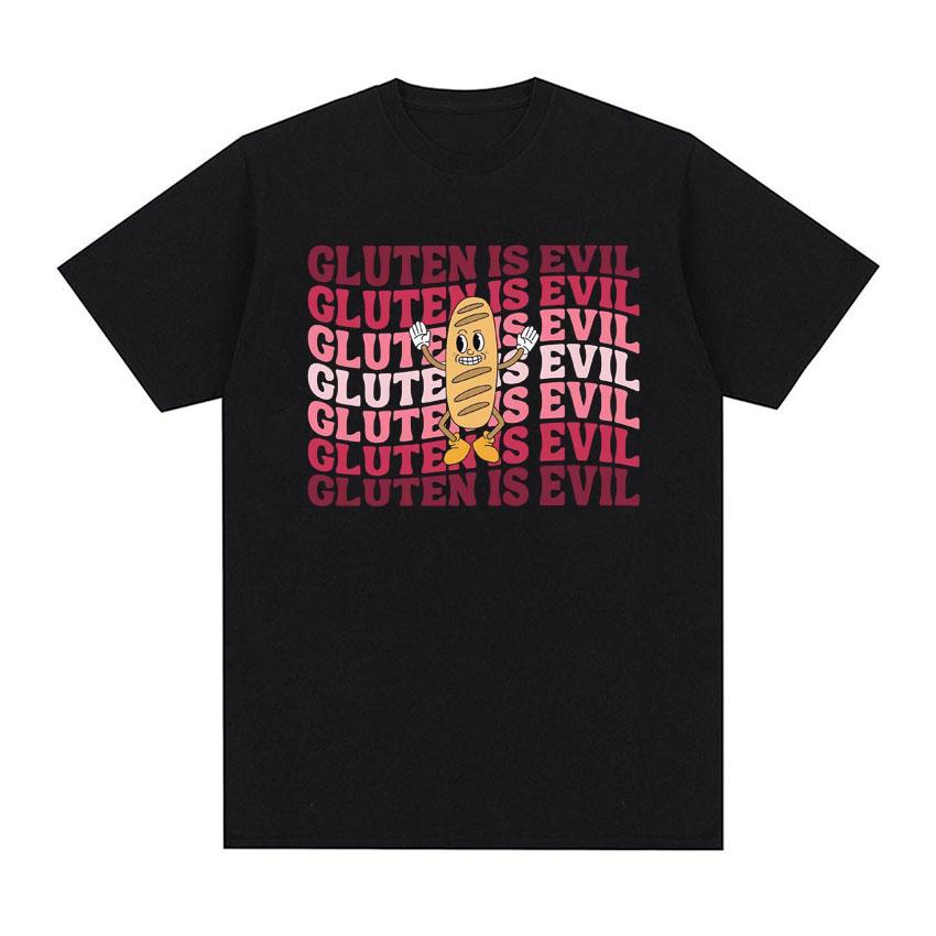 

Gluten Is Evil Funny Meme T Shirt Retro Gluten Intolerant Women T-shirts Men s Fashion Gothic 100% Cotton Oversized T-shirt T... 5XL різнокольоровий