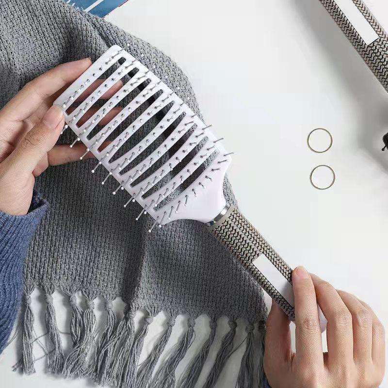 Pettine Bi-facciale per lo Styling dei Capelli per Uomini e Donne - Lisciante, Districante e Volumizzante con Denti Curvi per Pompadour, Onde, Controllo dell'effetto crespo e Massaggio del Cuoio Capelluto