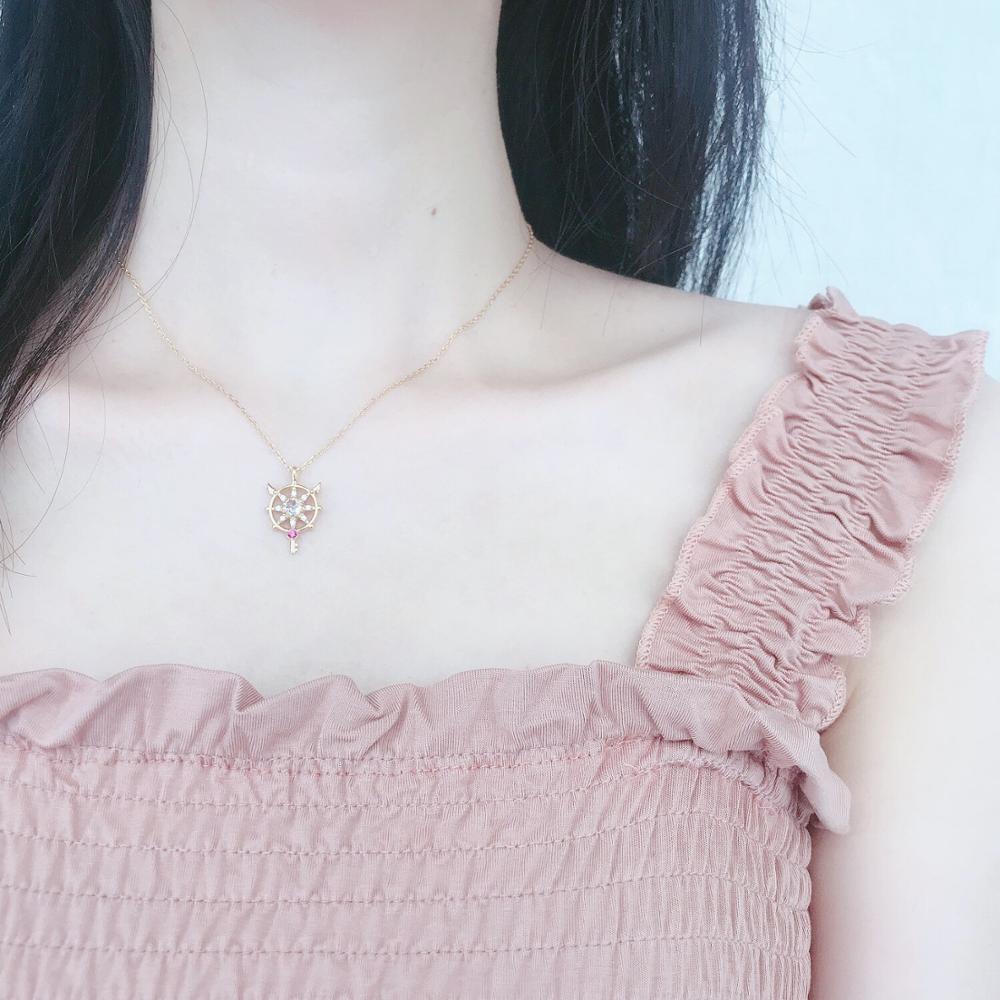 Anime Cardcaptor Sakura Necklace Pendant 25th Aniversary Card Captor 925 Sterling Silver Jewelry Women Girls Cosplay Props Gifts