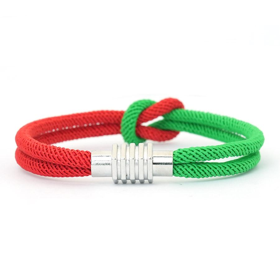 Noter Stilvolles Weihnachts-Schnurarmband für Männer und Frauen, 4 mm Schnur, Rot-Grün Zweifarbiges Charms-Armband, Vielseitiges Accessoire, Joias